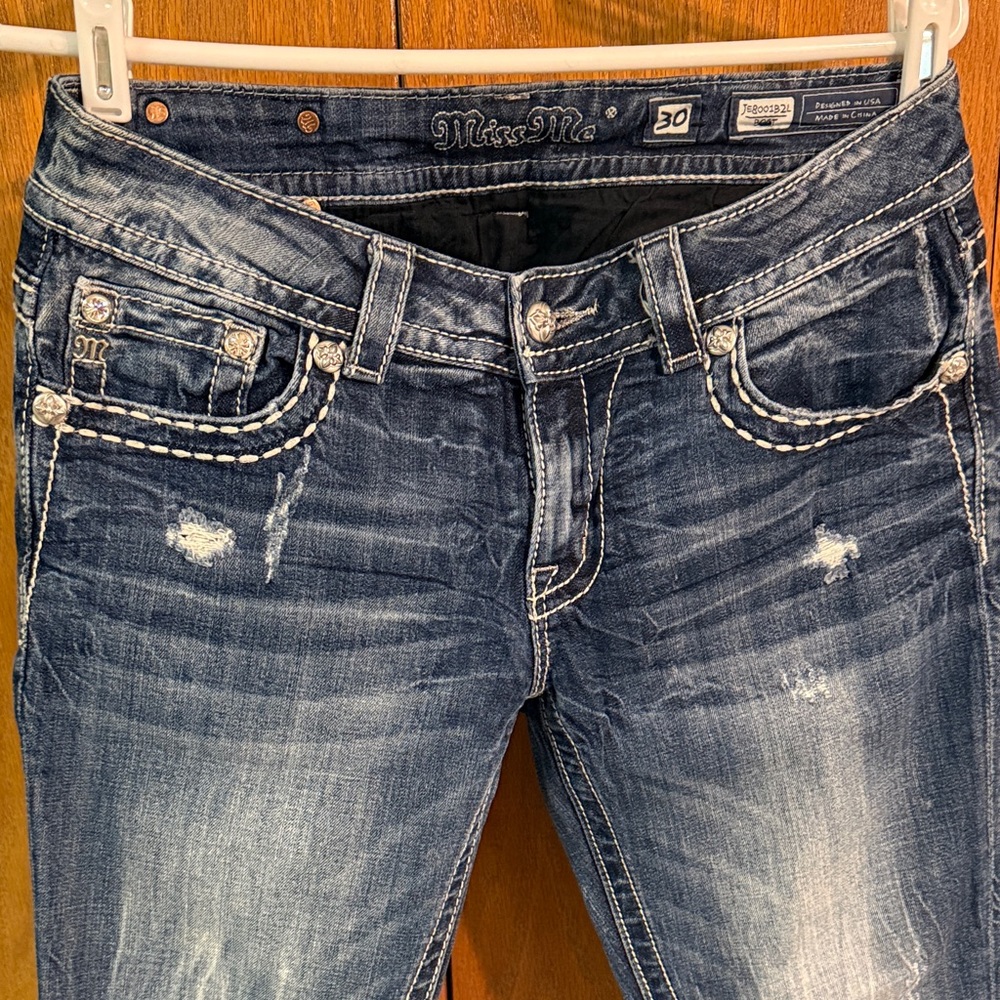 Miss Me Women's Distressed Blue Boot Cut Jeans